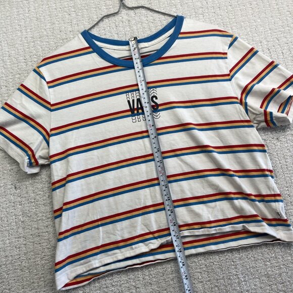 Vans Womens Colorful Striped Short Sleeve Cropped T-Shirt Size L Retro Skater - Picture 9 of 15